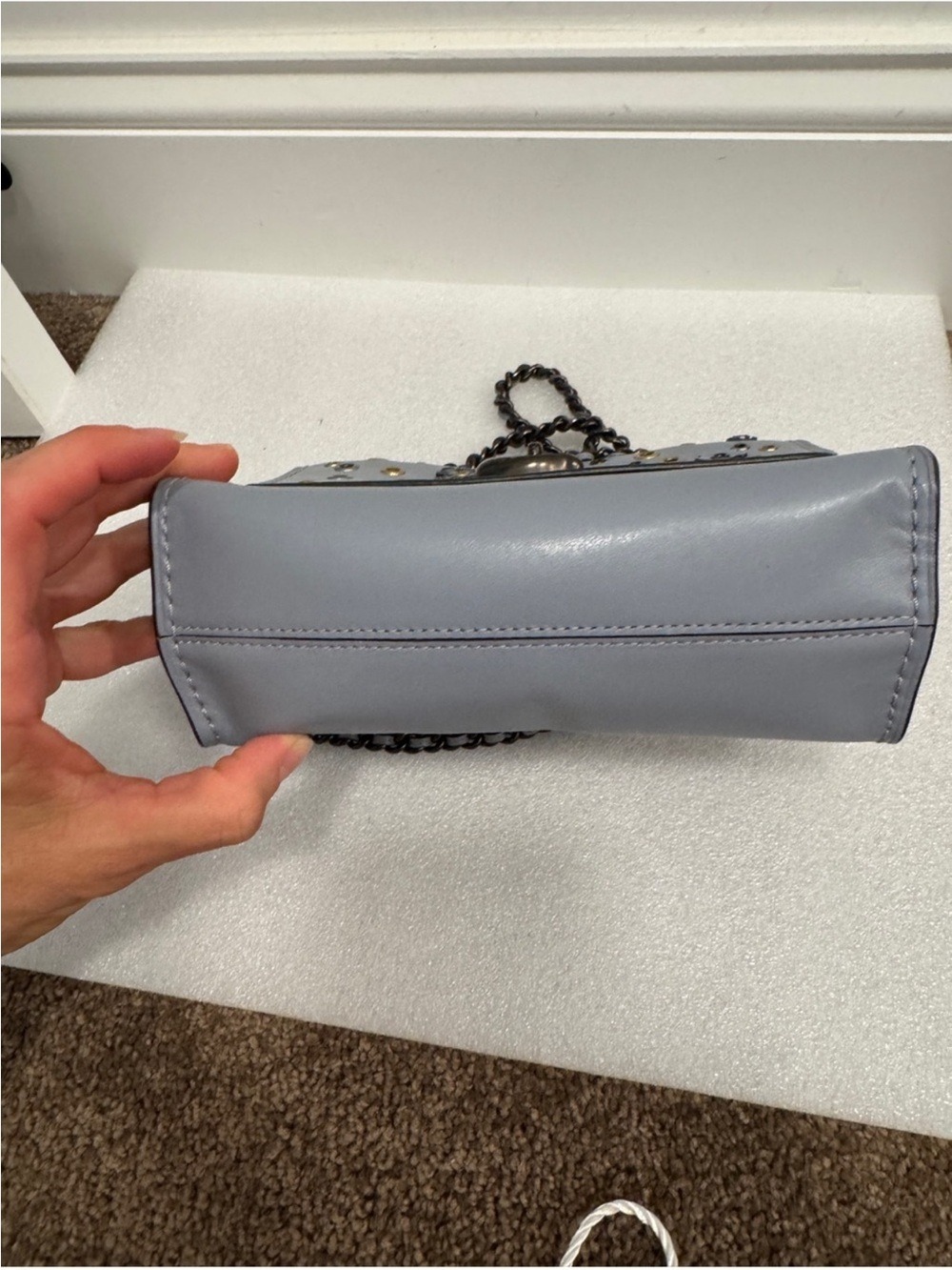 Coach Parker 18 Floral Eyelet Crossbody with rivets - Aqua Blue - Picture 9 of 9